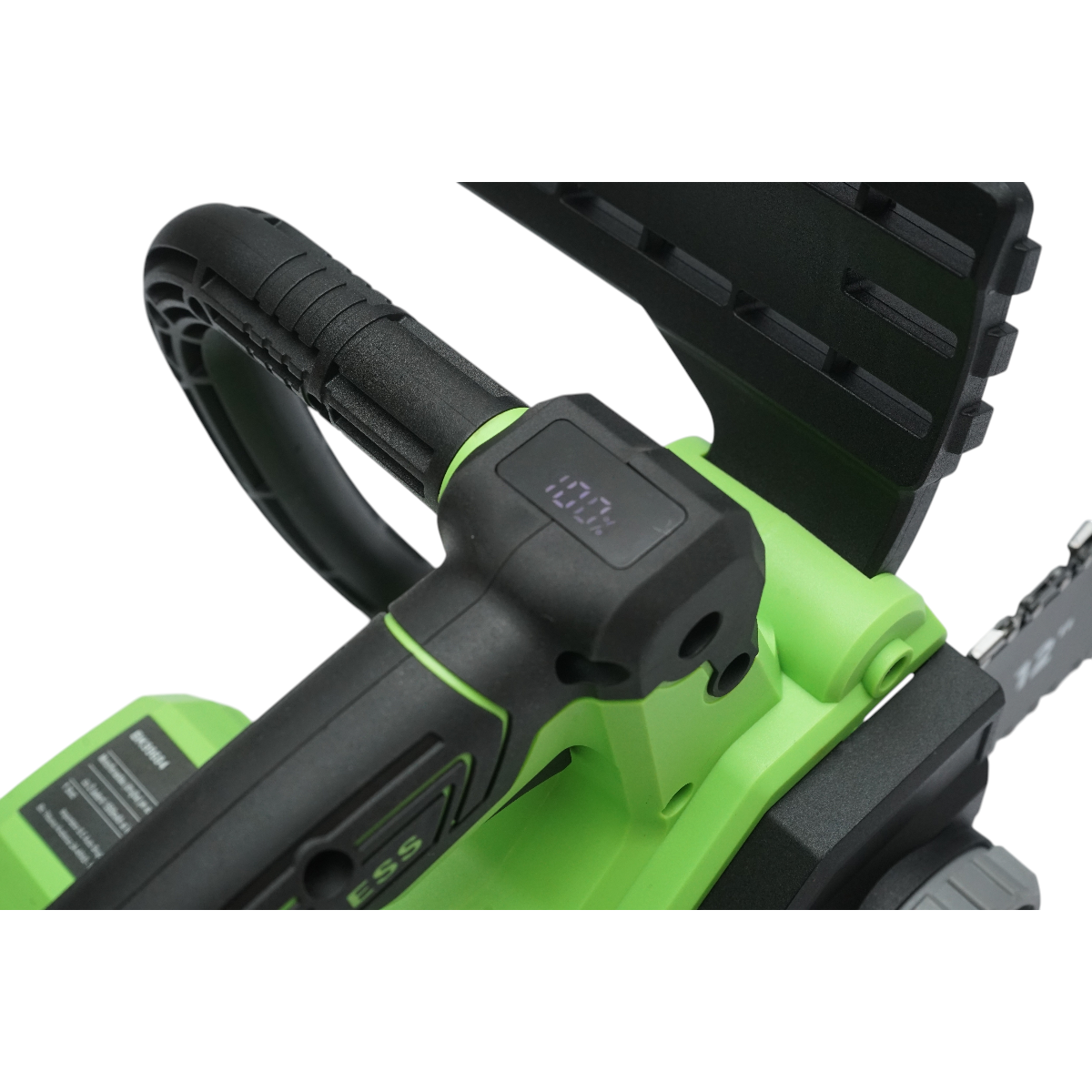 Drujba electrica profesionala cu 2 acumulatori 20V, 4Ah Li-ion, motor brushless, display digital LED, lama 12 inch (300mm) Breckner Germany - imagine 13