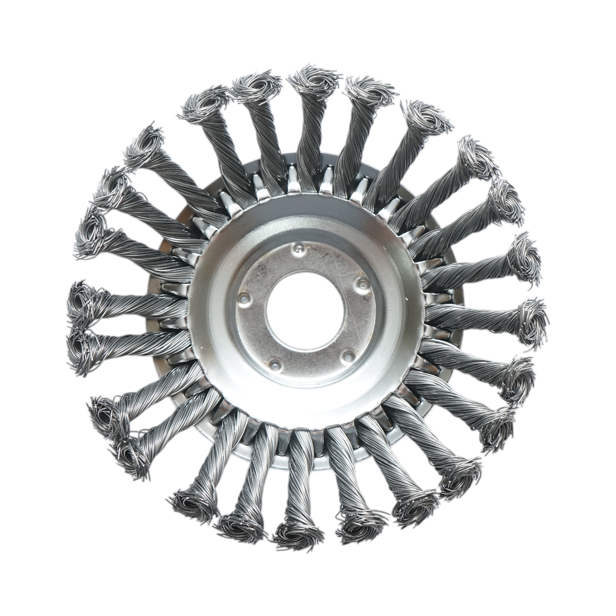 Disc perie sarma circulara motocoasa 150x25.4mm cu fir otel rasucit pentru curatare rugina, vopsea, depuneri, debavurare metal Breckner Germany - imagine 4