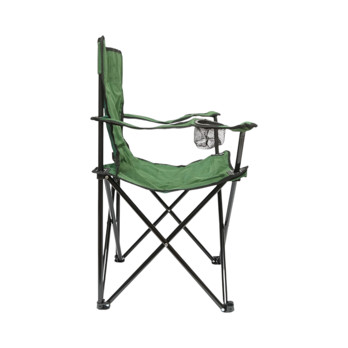 Scaun camping pliabil verde cu suport pahar, husa transport, structura metalica 50x80x80cm - imagine 4