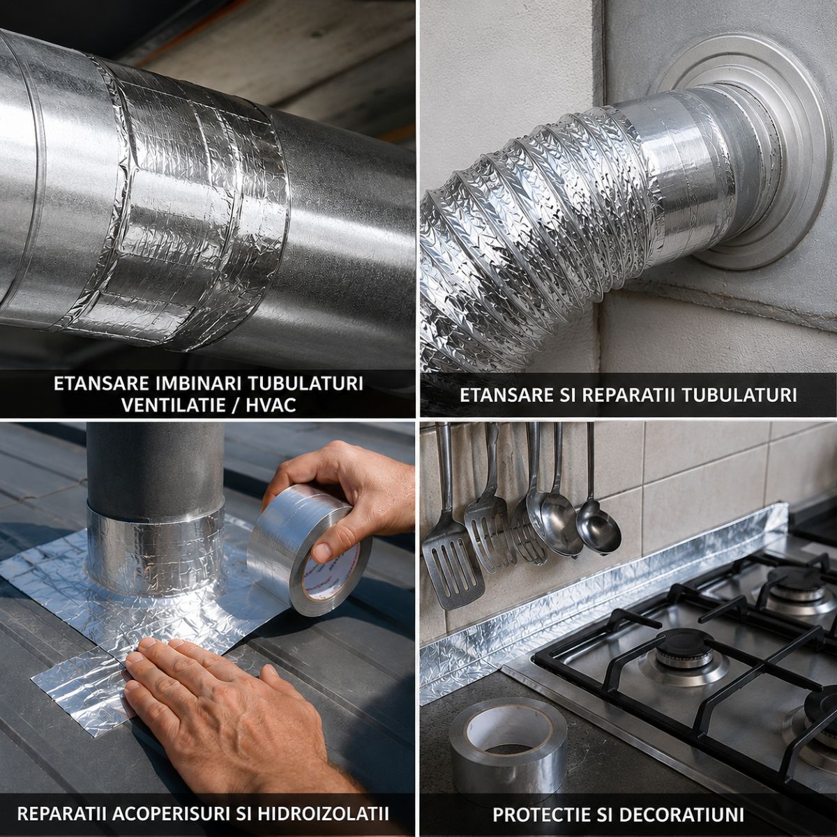 Banda adeziva izolatoare aluminiu 150mm x 50m Breckner Germany - imagine 3