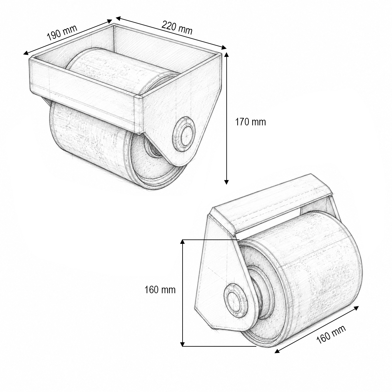 Rola rulare container basculabil 160x160mm, suport sudabil, otel brut - imagine 4