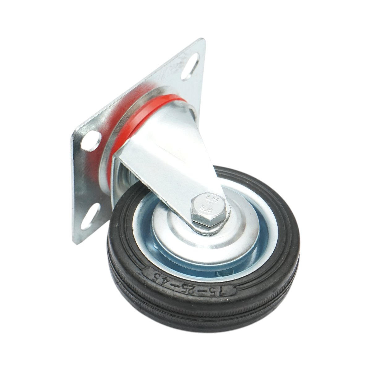 Roata pivotanta industriala 75x22mm fara frana, cauciuc plin negru, placa otel 80x66mm 35kg  - imagine 5