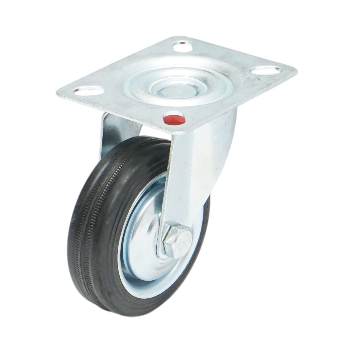 Roata pivotanta industriala 75x22mm fara frana, cauciuc plin negru, placa otel 80x66mm 35kg 