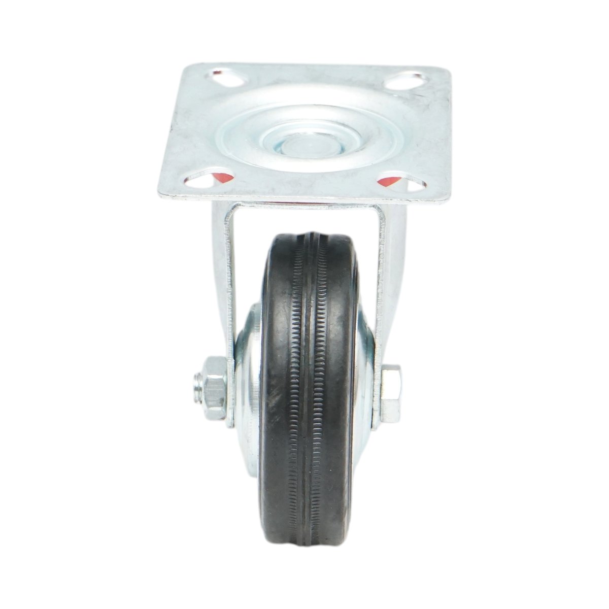 Roata pivotanta industriala 75x22mm fara frana, cauciuc plin negru, placa otel 80x66mm 35kg  - imagine 4