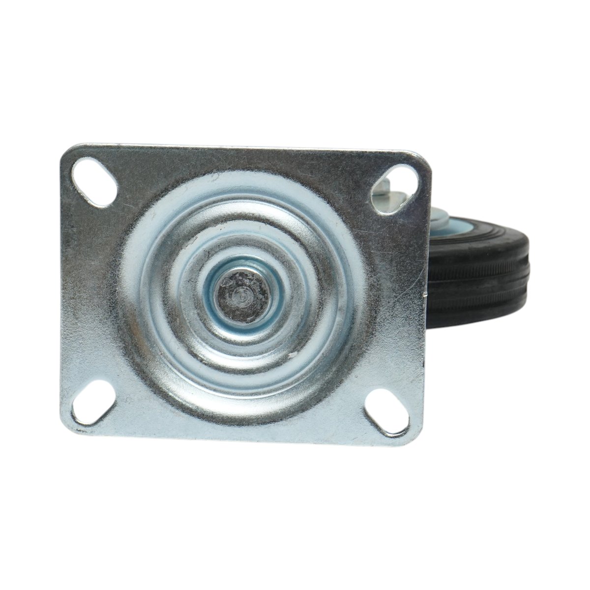 Roata pivotanta industriala 100x30mm fara frana, cauciuc plin negru, placa otel 100x80mm 55kg - imagine 7