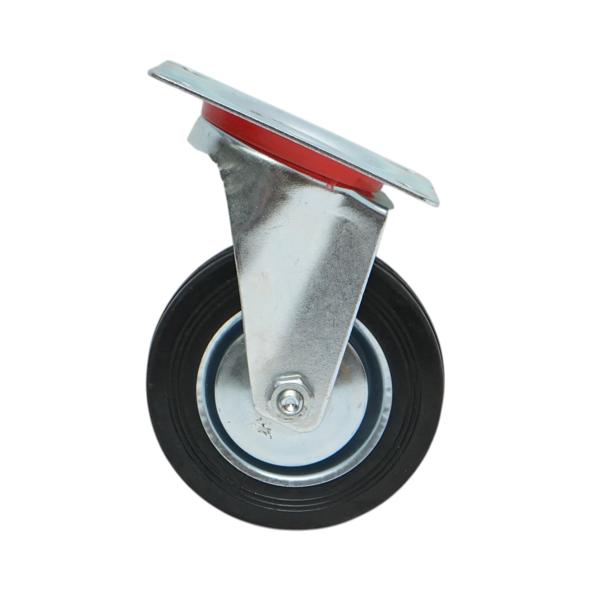 Roata pivotanta industriala 100x30mm fara frana, cauciuc plin negru, placa otel 100x80mm 55kg - imagine 2