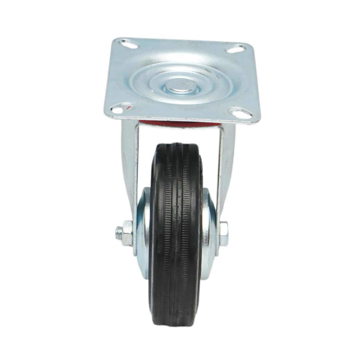 Roata pivotanta industriala 100x30mm fara frana, cauciuc plin negru, placa otel 100x80mm 55kg - imagine 4