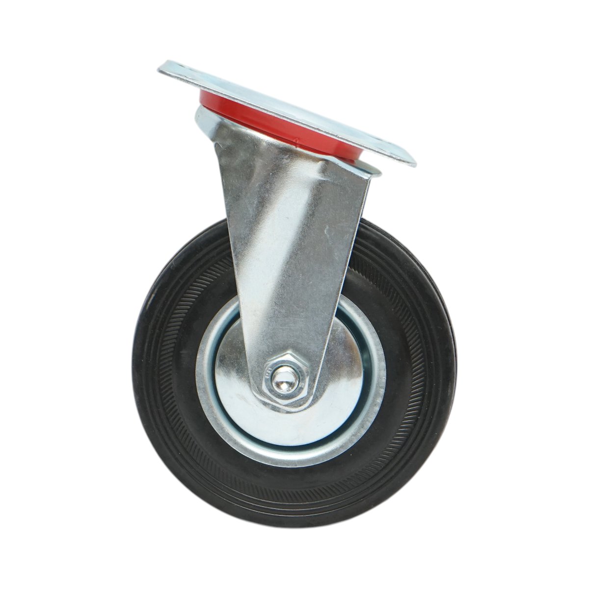 Roata pivotanta industriala 125x33mm fara frana, cauciuc plin negru, placa otel 100x80mm 95kg - imagine 2