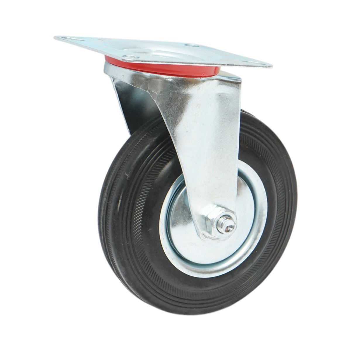 Roata pivotanta industriala 125x33mm fara frana, cauciuc plin negru, placa otel 100x80mm 95kg - imagine 6