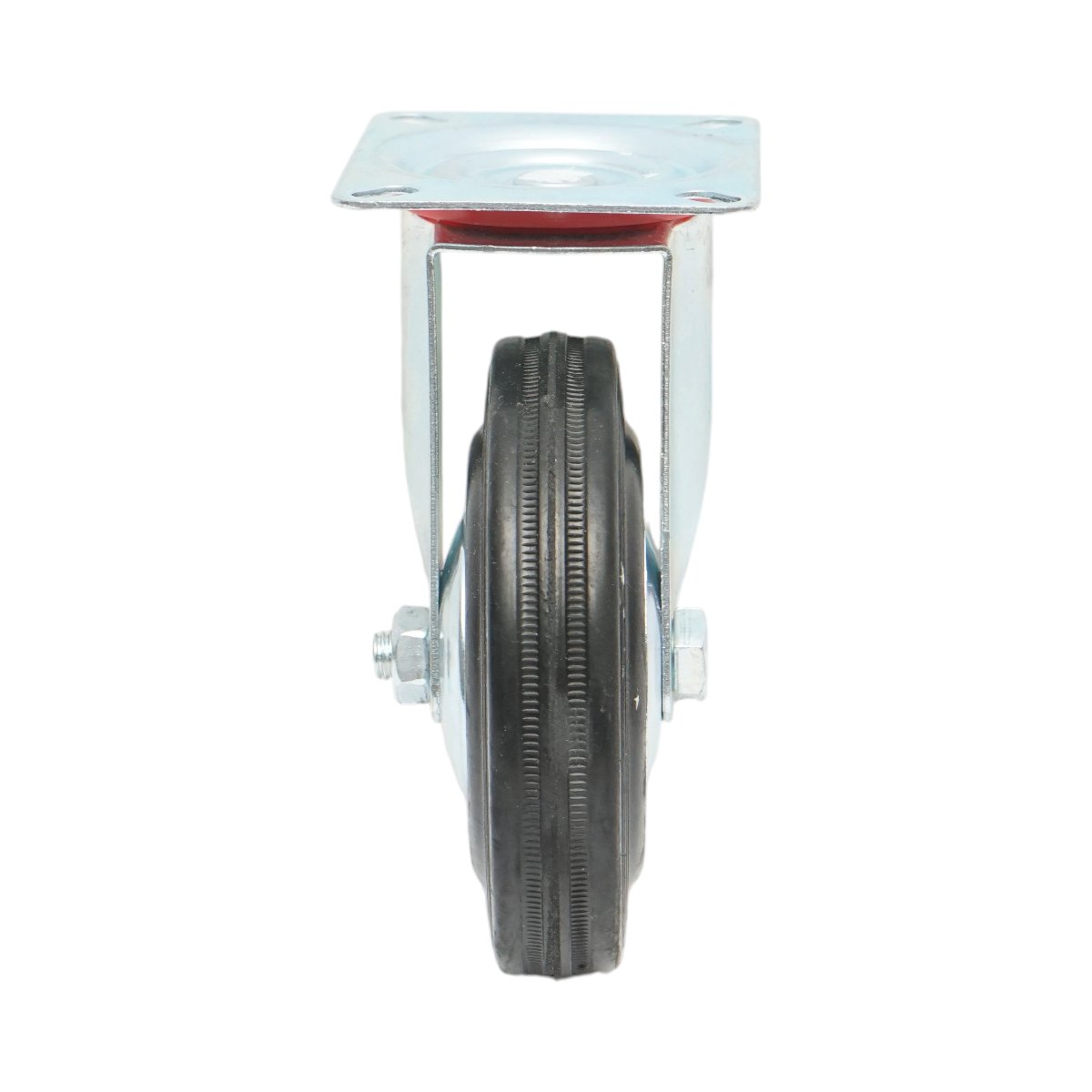 Roata pivotanta industriala 125x33mm fara frana, cauciuc plin negru, placa otel 100x80mm 95kg - imagine 4