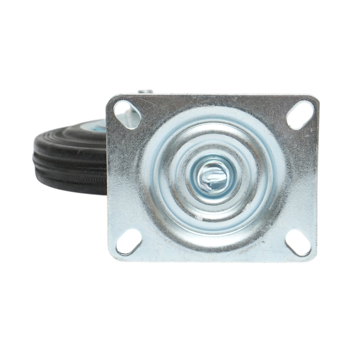 Roata pivotanta industriala 125x33mm fara frana, cauciuc plin negru, placa otel 100x80mm 95kg - imagine 7