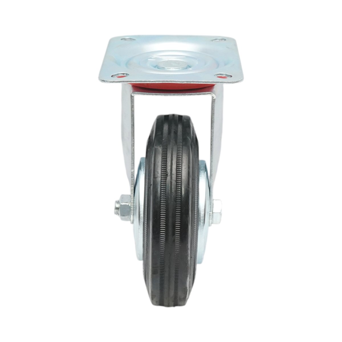 Roata pivotanta industriala 150x38mm fara frana, cauciuc plin negru, placa otel 135x105mm 120kg - imagine 4