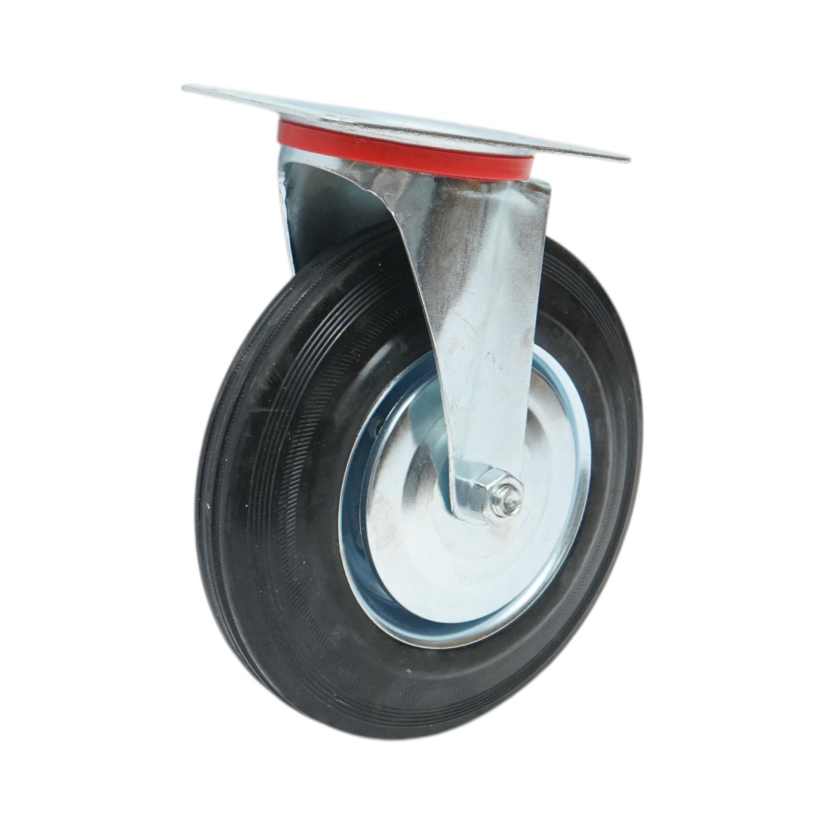 Roata pivotanta industriala 200x44mm fara frana, cauciuc plin negru, placa otel 135x105mm 140kg - imagine 6