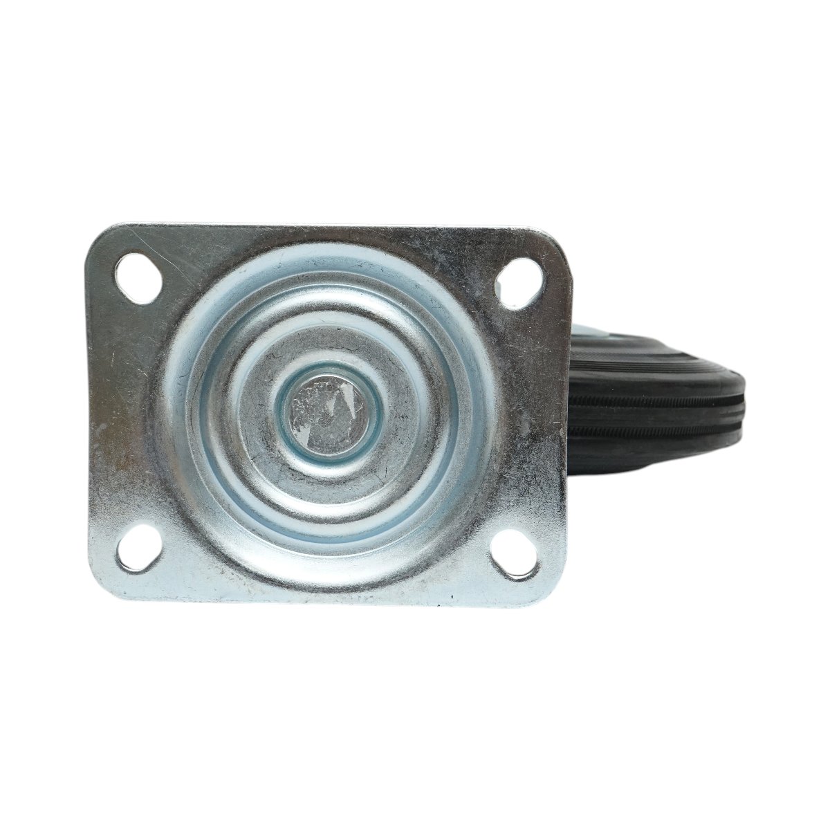 Roata pivotanta industriala 200x44mm fara frana, cauciuc plin negru, placa otel 135x105mm 140kg - imagine 7