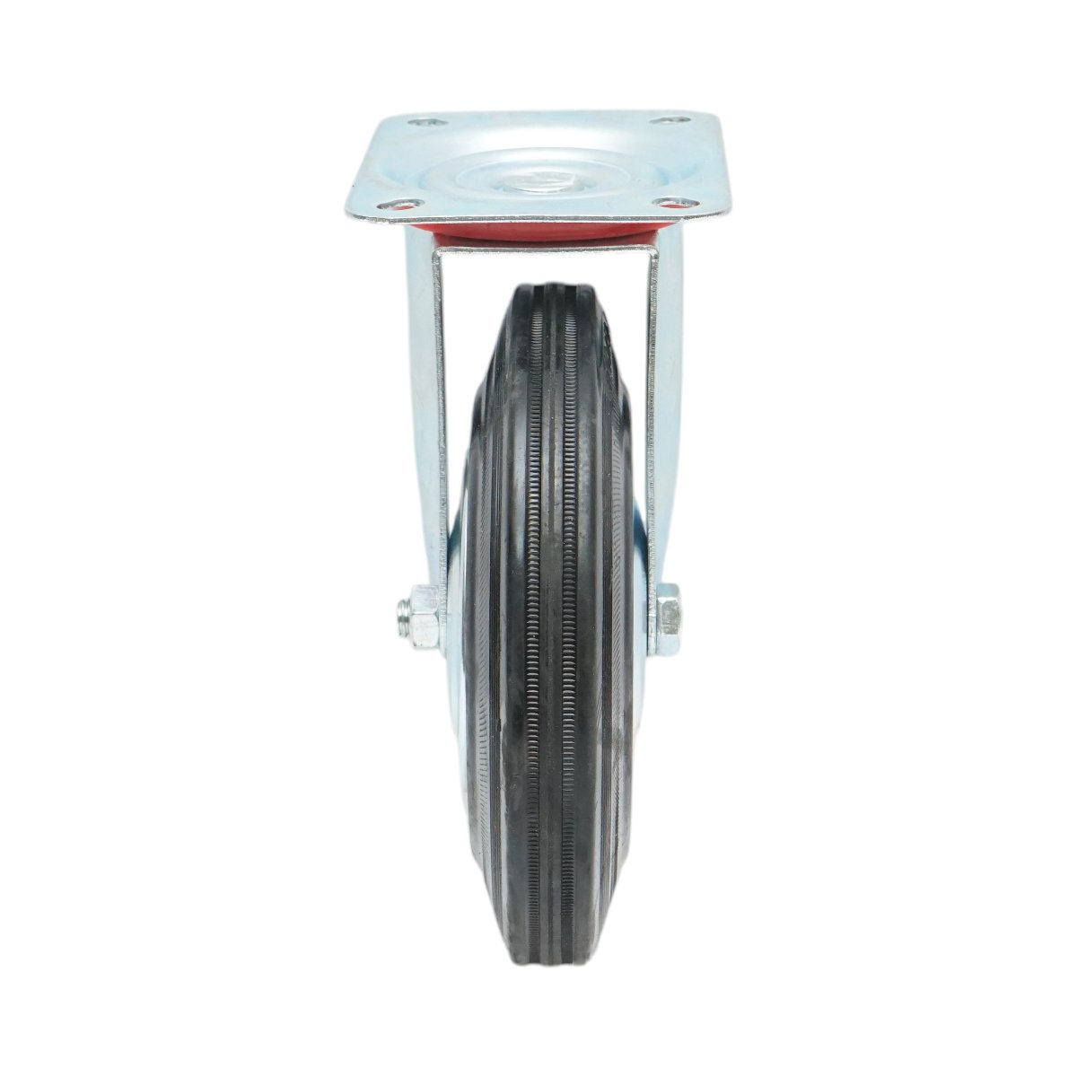 Roata pivotanta industriala 200x44mm fara frana, cauciuc plin negru, placa otel 135x105mm 140kg - imagine 4