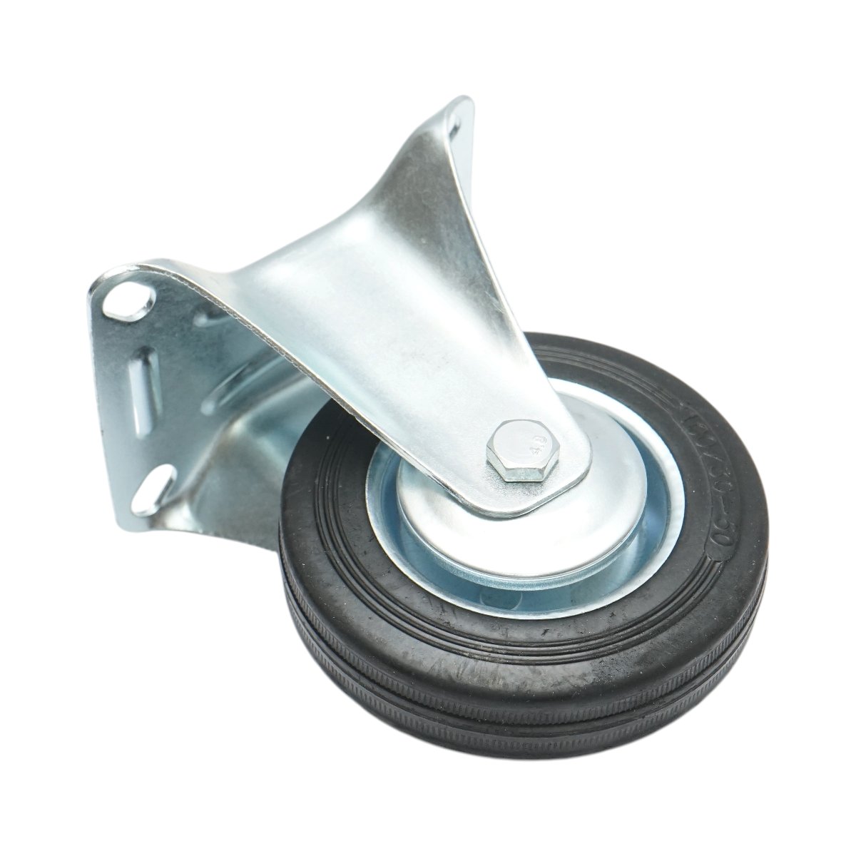 Roata fixa industriala 100x30mm fara frana, cauciuc plin negru, placa otel 100x80mm 55kg - imagine 5