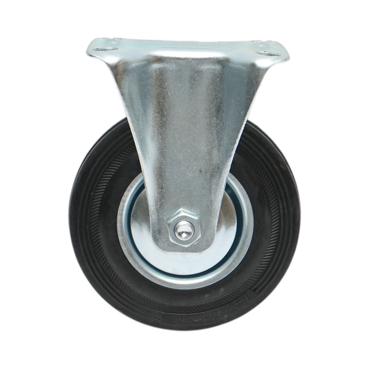Roata fixa industriala 125x33mm fara frana, cauciuc plin negru, placa otel 100x80mm 95kg - imagine 2