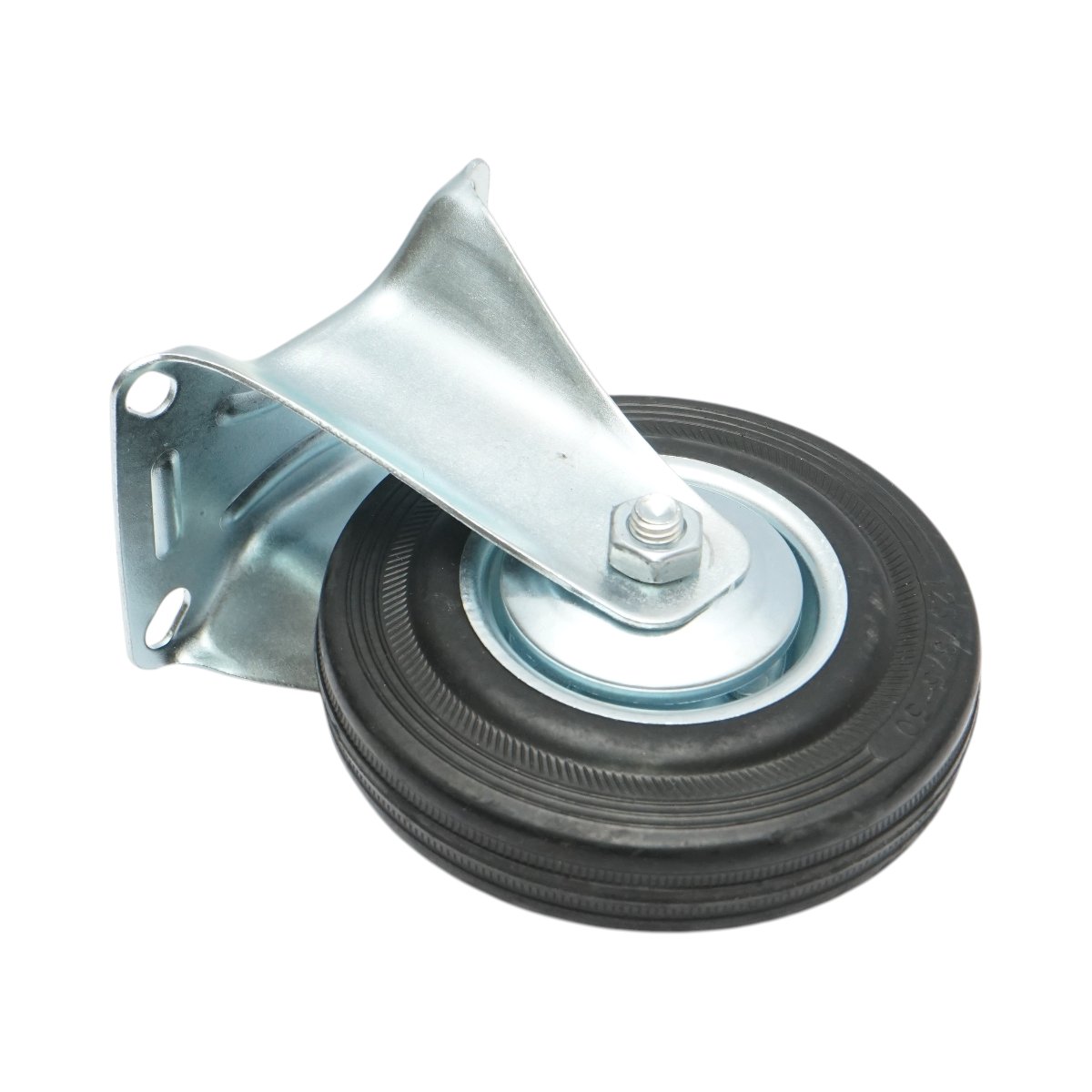 Roata fixa industriala 125x33mm fara frana, cauciuc plin negru, placa otel 100x80mm 95kg - imagine 5