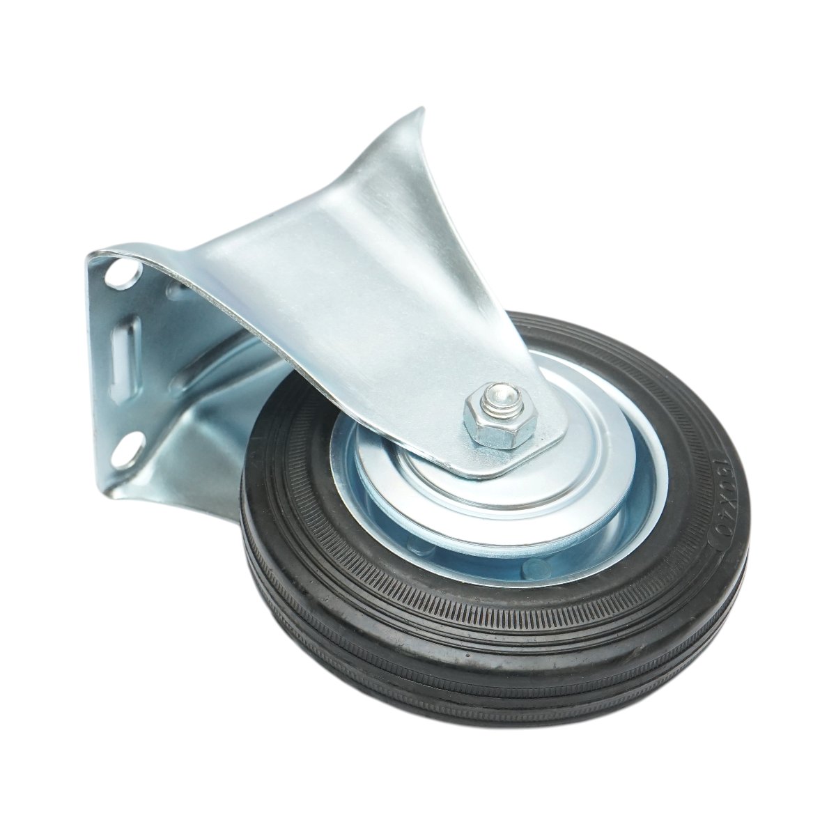 Roata fixa  industriala 150x38mm fara frana, cauciuc plin negru, placa otel 135x105mm 120kg - imagine 5