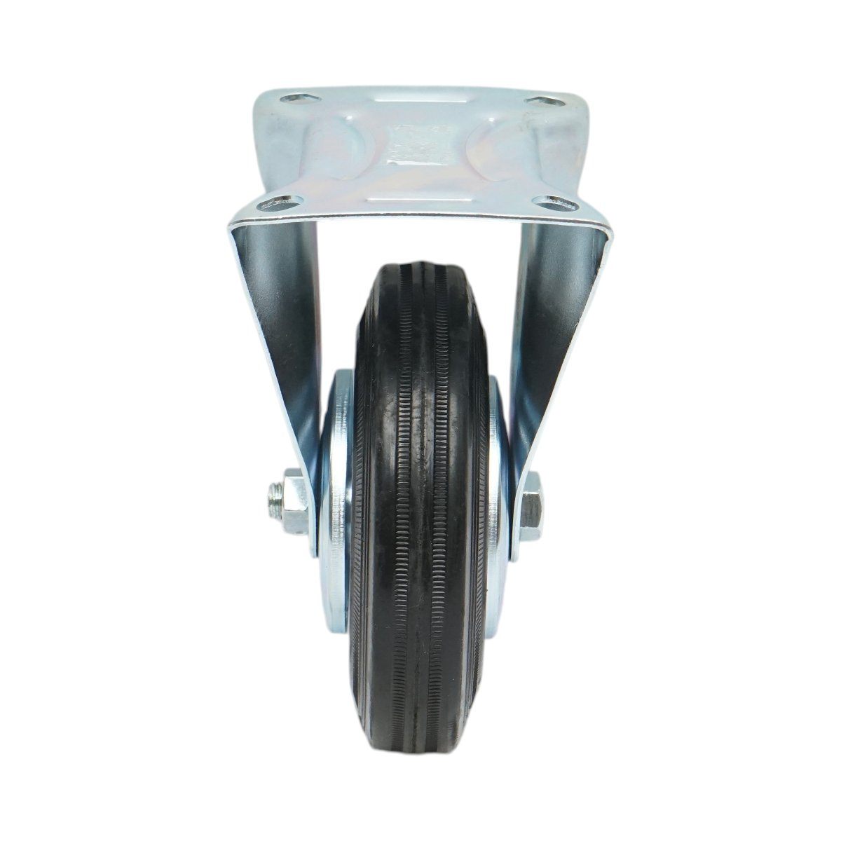 Roata fixa  industriala 150x38mm fara frana, cauciuc plin negru, placa otel 135x105mm 120kg - imagine 4