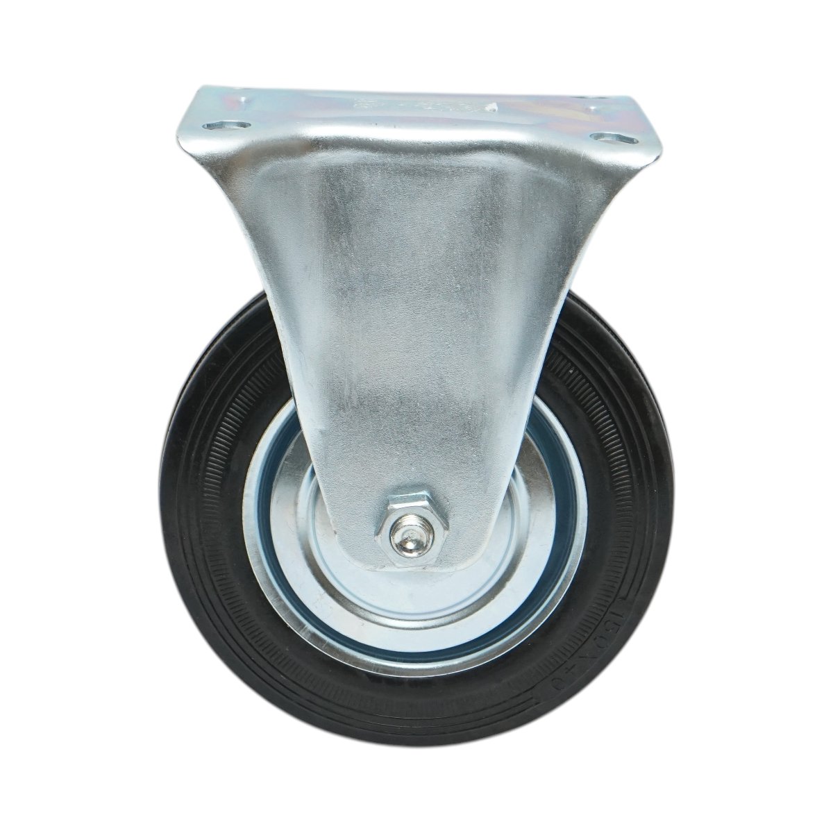 Roata fixa  industriala 150x38mm fara frana, cauciuc plin negru, placa otel 135x105mm 120kg - imagine 2