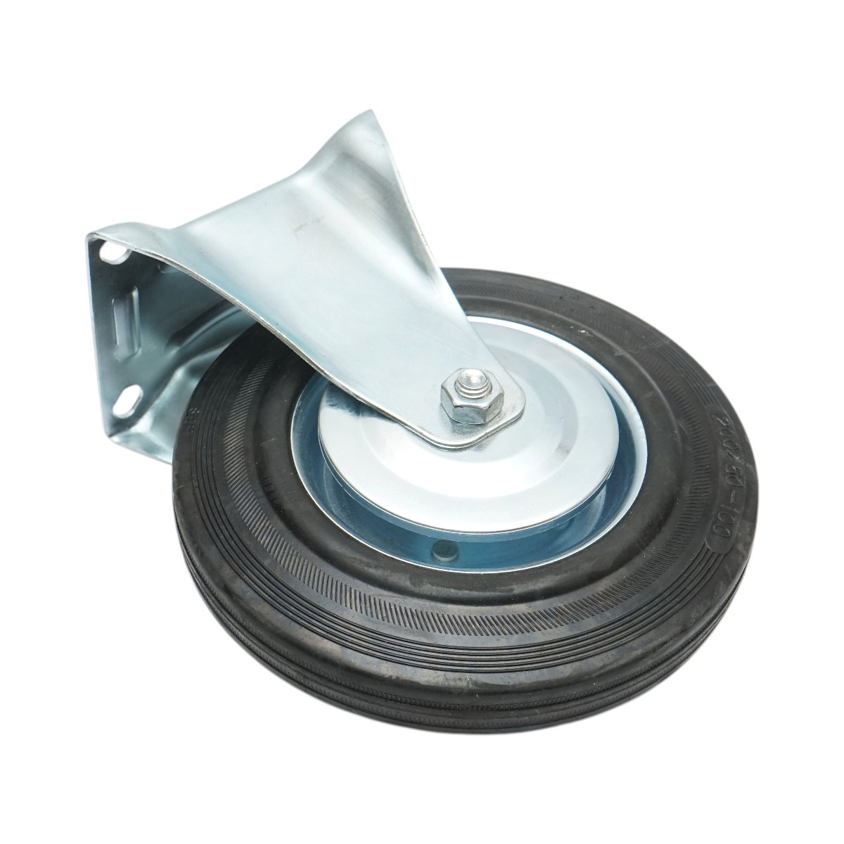 Roata fixa industriala 200x44mm fara frana, cauciuc plin negru, placa otel 135x105mm 140kg - imagine 5