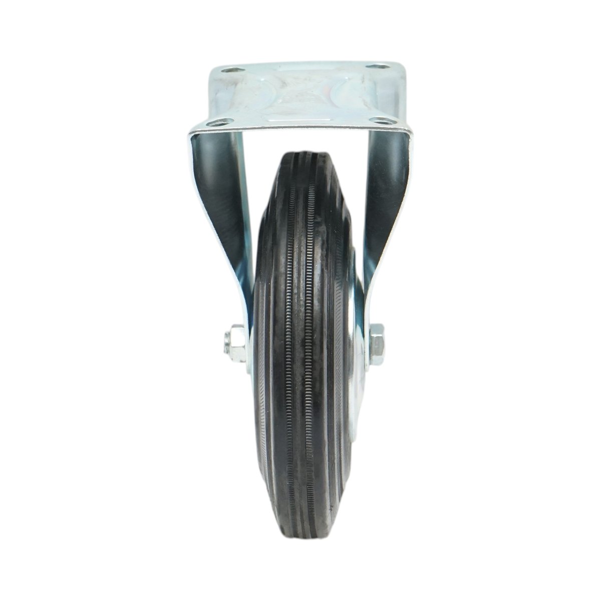 Roata fixa industriala 200x44mm fara frana, cauciuc plin negru, placa otel 135x105mm 140kg - imagine 4