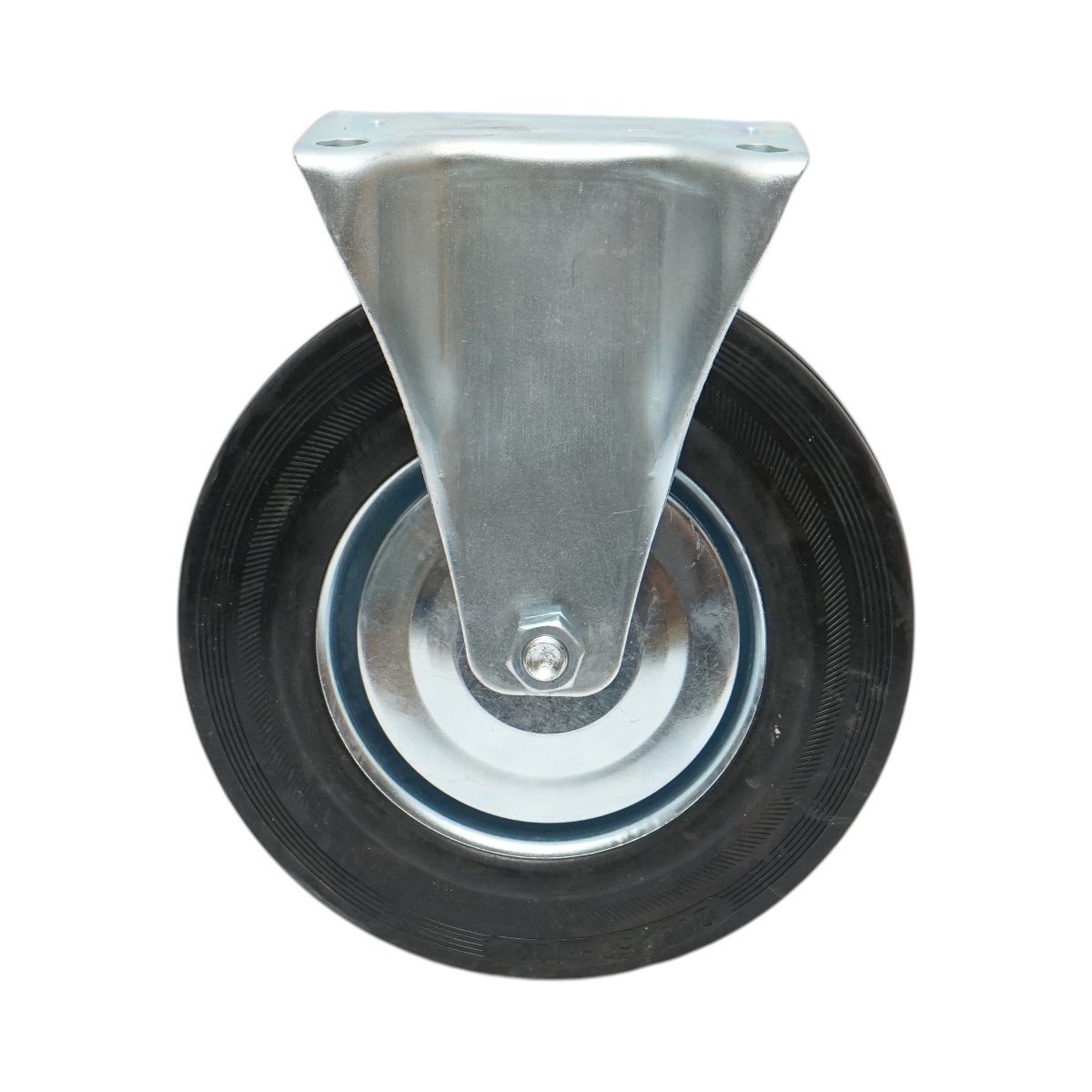 Roata fixa industriala 200x44mm fara frana, cauciuc plin negru, placa otel 135x105mm 140kg - imagine 2