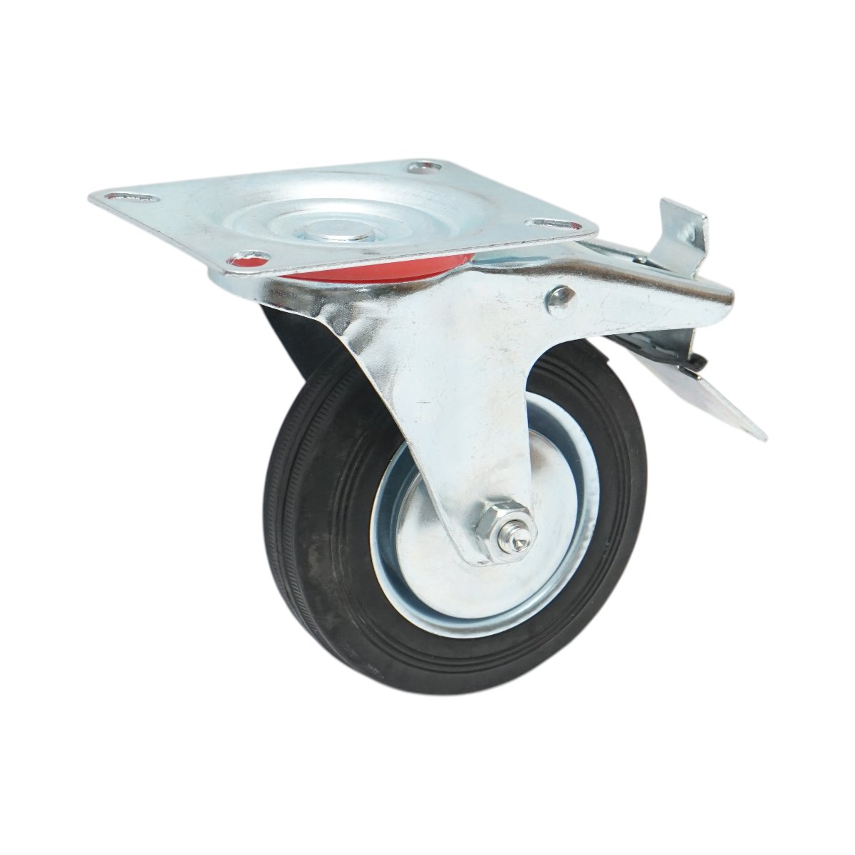Roata pivotanta industriala 100x30mm cu frana, cauciuc plin negru, placa otel 100x80mm 55kg - imagine 5