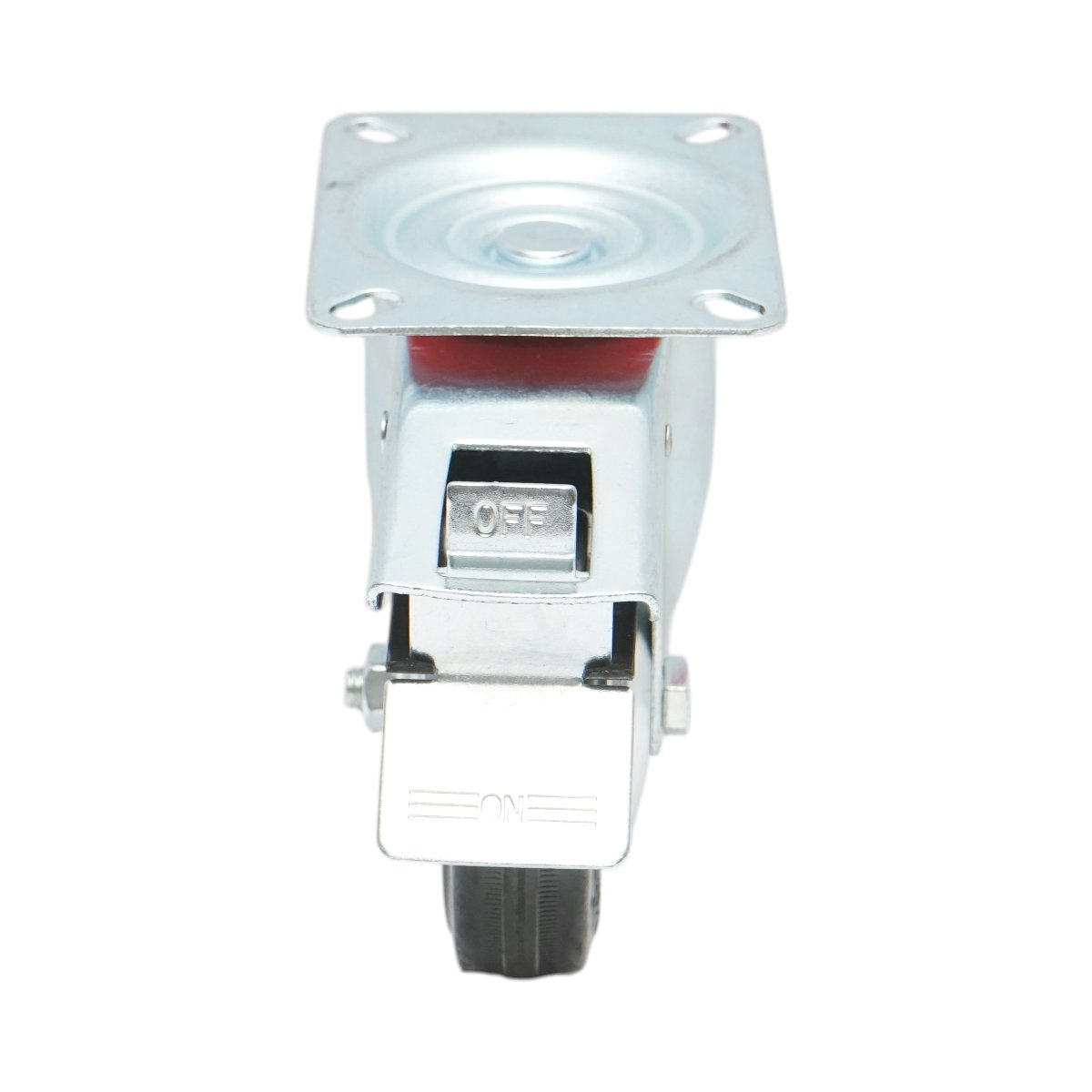 Roata pivotanta industriala 100x30mm cu frana, cauciuc plin negru, placa otel 100x80mm 55kg - imagine 4