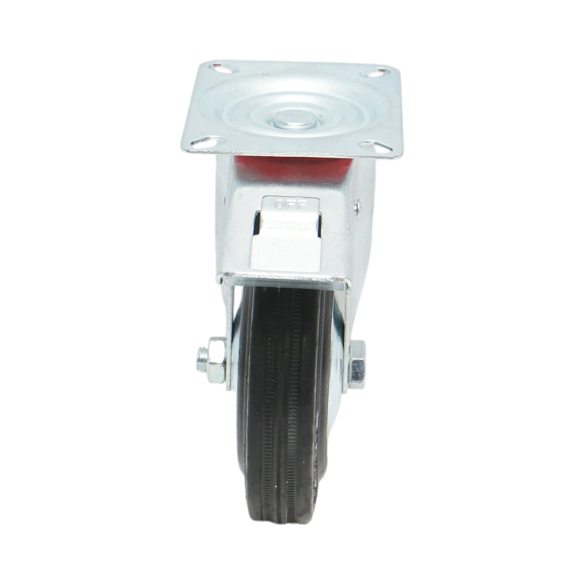 Roata pivotanta industriala 125x33mm cu frana, cauciuc plin negru, placa otel 100x80mm 95kg - imagine 4