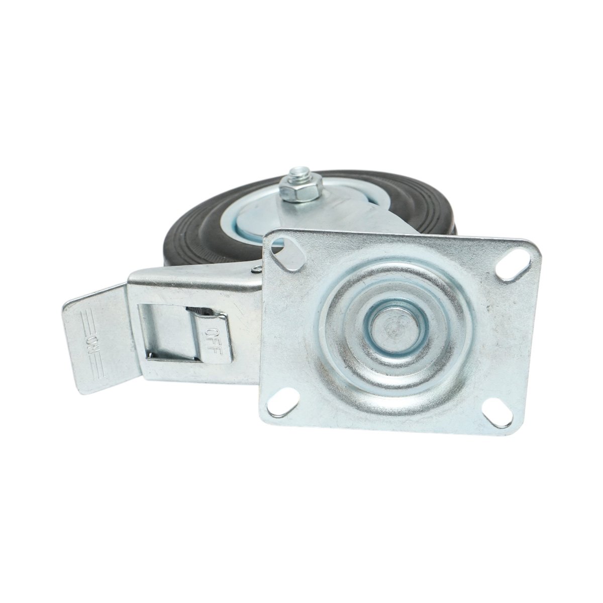Roata pivotanta industriala 125x33mm cu frana, cauciuc plin negru, placa otel 100x80mm 95kg - imagine 7