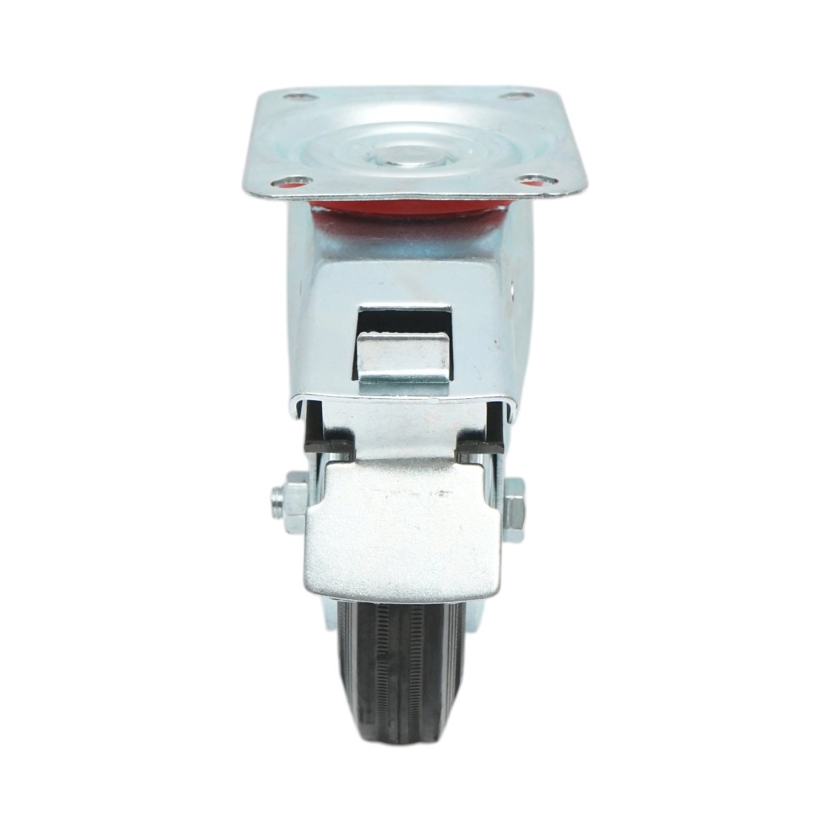 Roata pivotanta industriala 150x38mm cu frana, cauciuc plin negru, placa otel 135x105mm 120kg - imagine 4