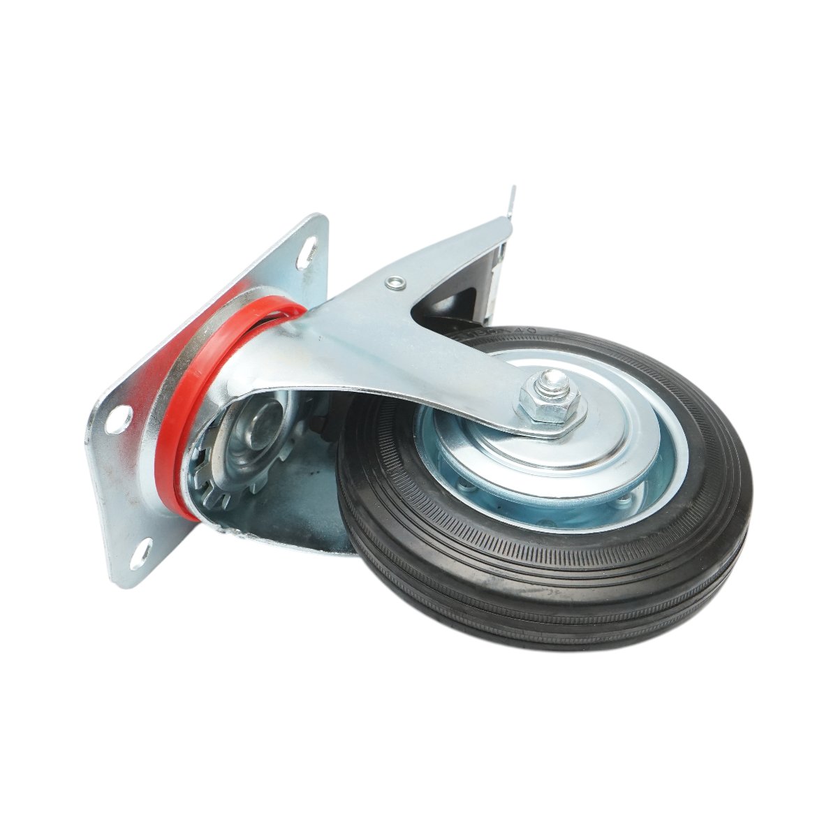 Roata pivotanta industriala 150x38mm cu frana, cauciuc plin negru, placa otel 135x105mm 120kg - imagine 6