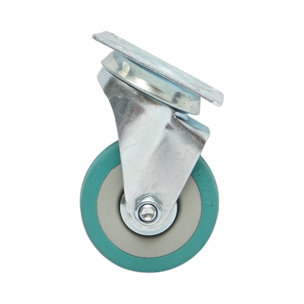 Roata pivotanta 50x16mm fara frana, cauciuc plin albastru, placa otel 50x50mm 27kg - imagine 2