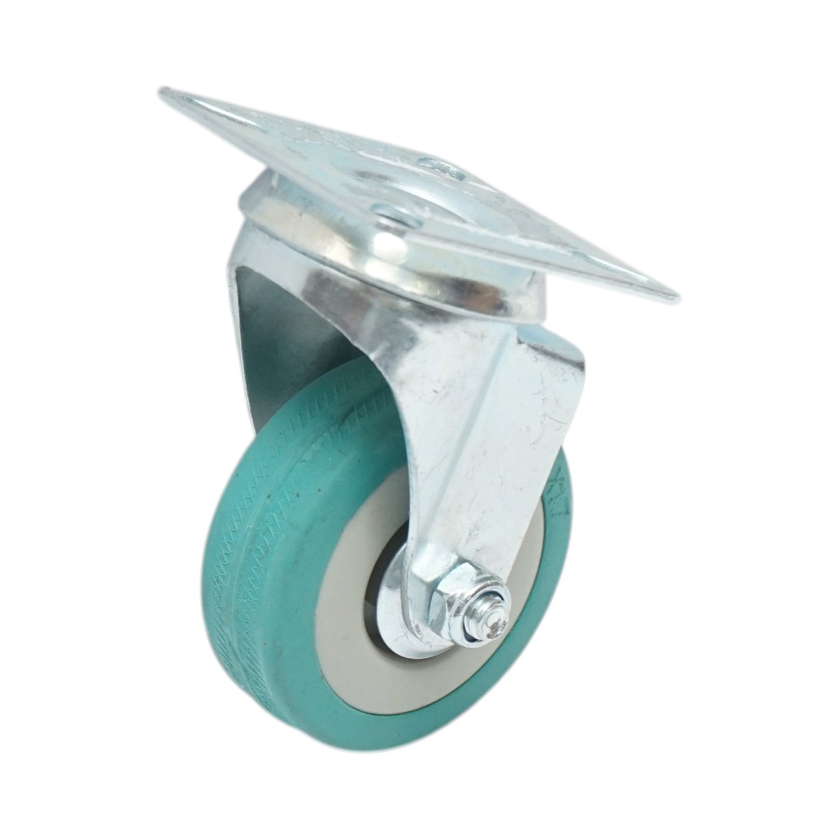 Roata pivotanta 50x16mm fara frana, cauciuc plin albastru, placa otel 50x50mm 27kg - imagine 5