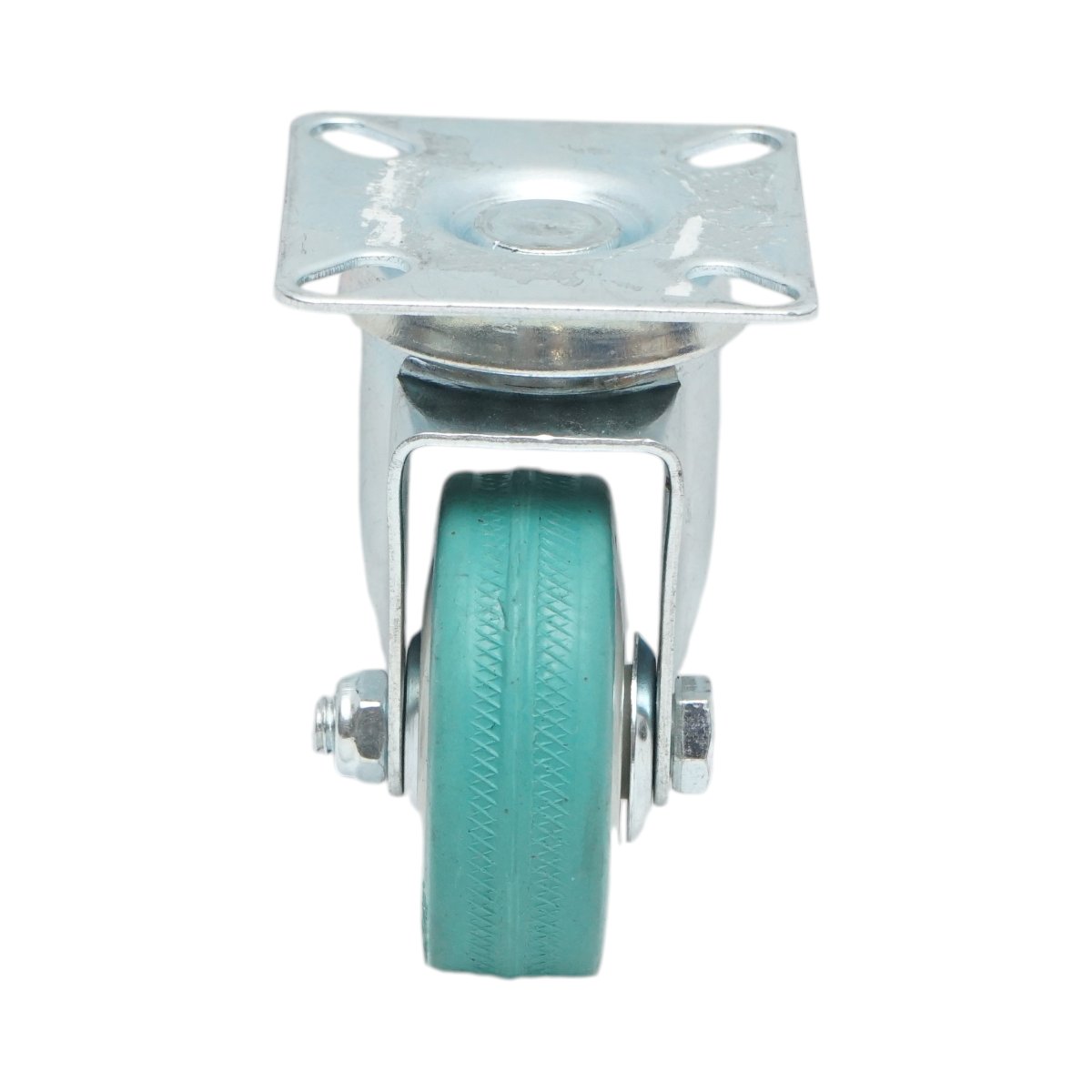 Roata pivotanta 50x16mm fara frana, cauciuc plin albastru, placa otel 50x50mm 27kg - imagine 4