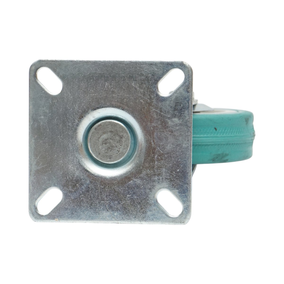 Roata pivotanta 65x19mm fara frana, cauciuc plin albastru, placa otel 65x65mm 35kg - imagine 7