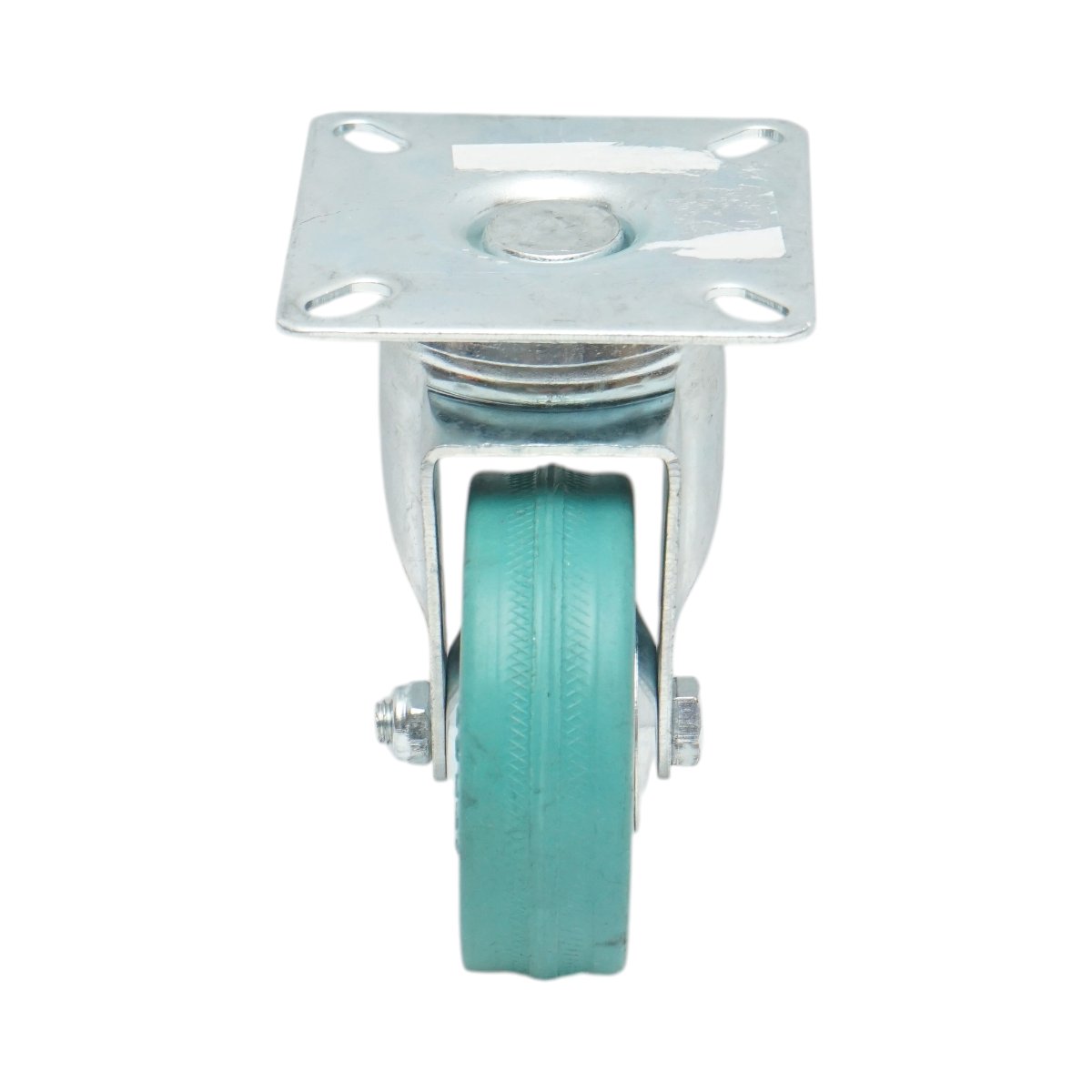 Roata pivotanta 65x19mm fara frana, cauciuc plin albastru, placa otel 65x65mm 35kg - imagine 4