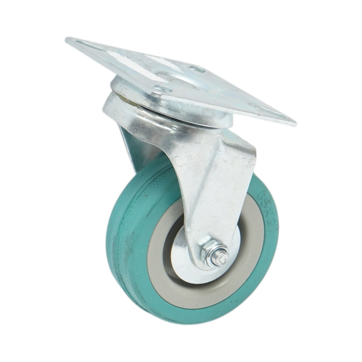 Roata pivotanta 65x19mm fara frana, cauciuc plin albastru, placa otel 65x65mm 35kg - imagine 5
