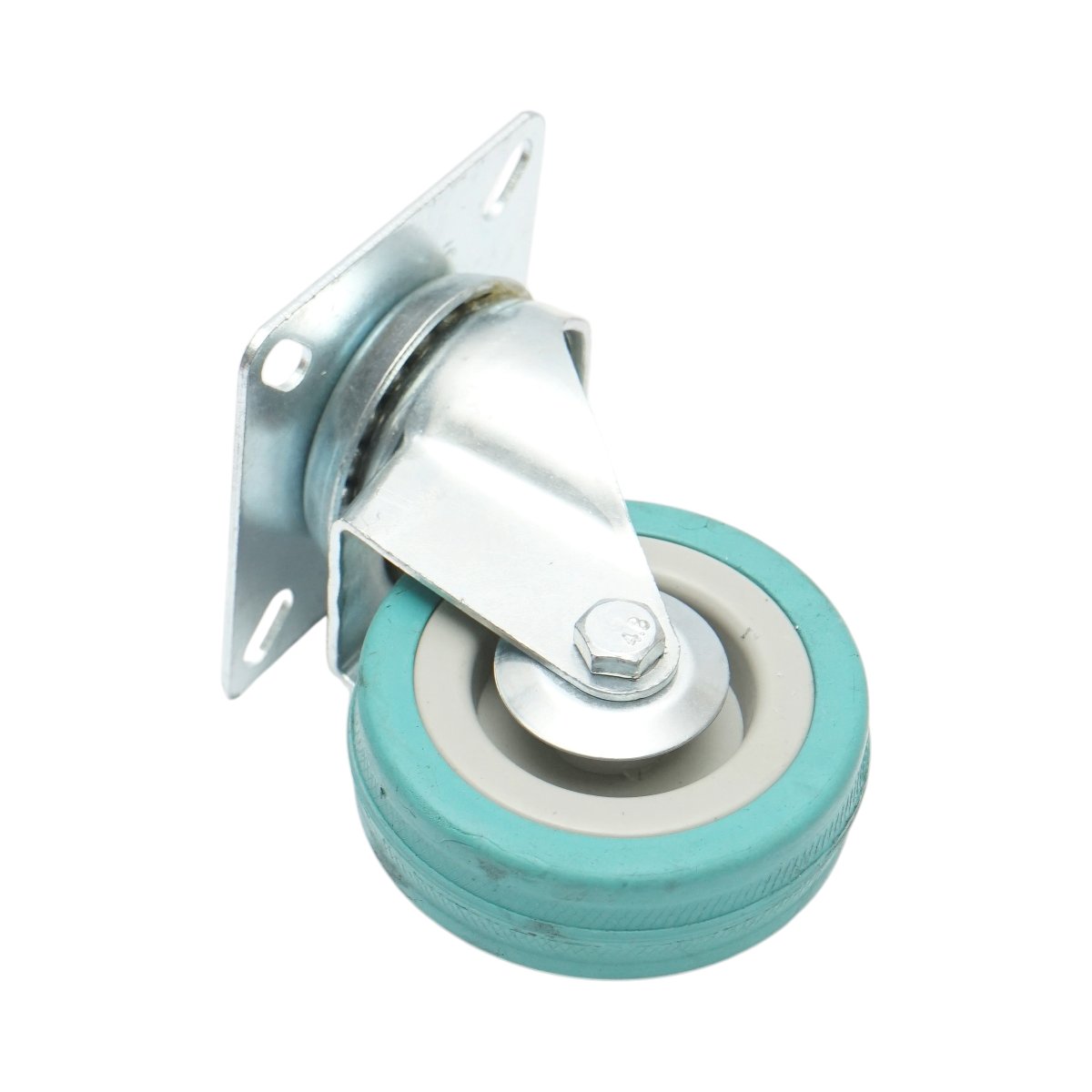 Roata pivotanta 65x19mm fara frana, cauciuc plin albastru, placa otel 65x65mm 35kg - imagine 6