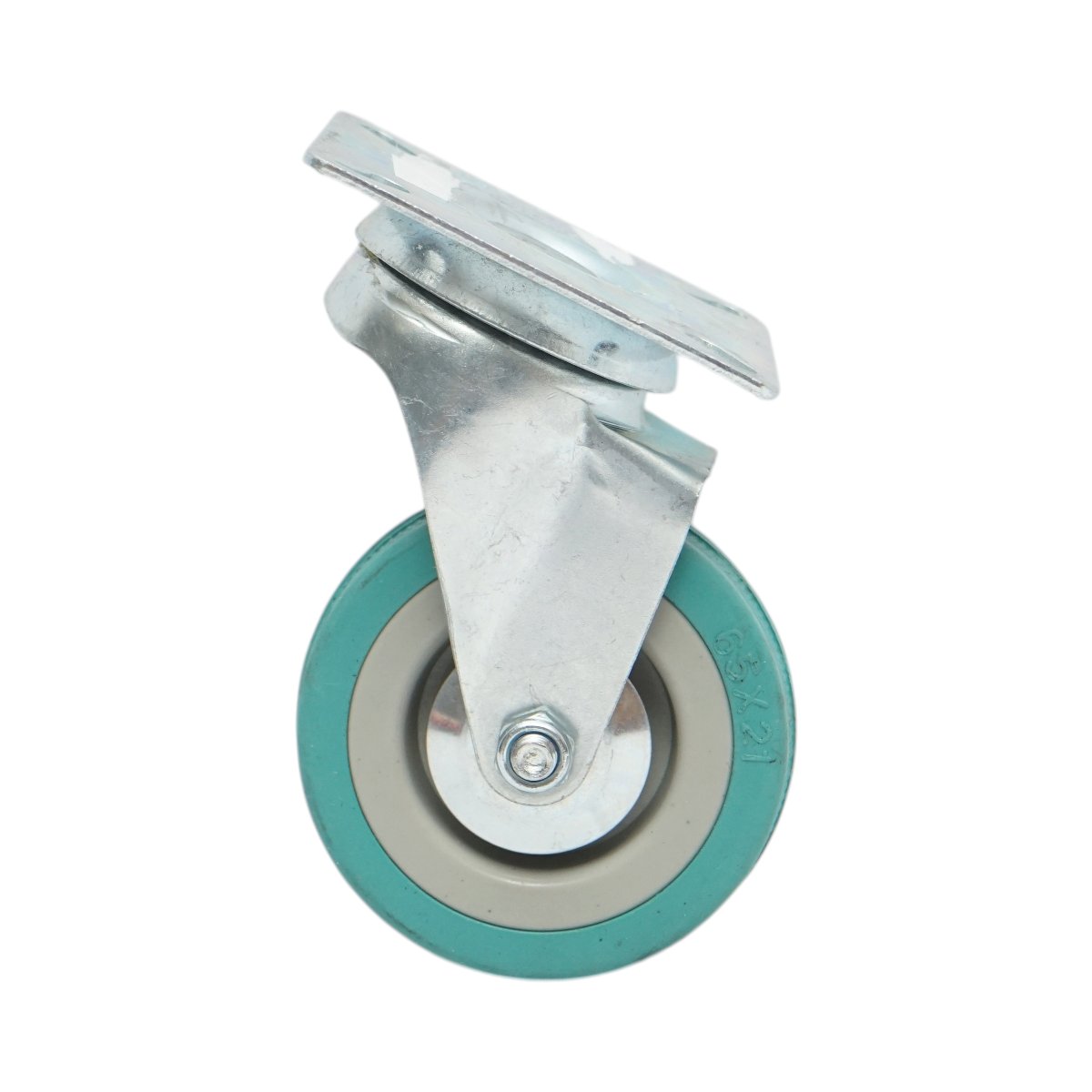 Roata pivotanta 65x19mm fara frana, cauciuc plin albastru, placa otel 65x65mm 35kg - imagine 2