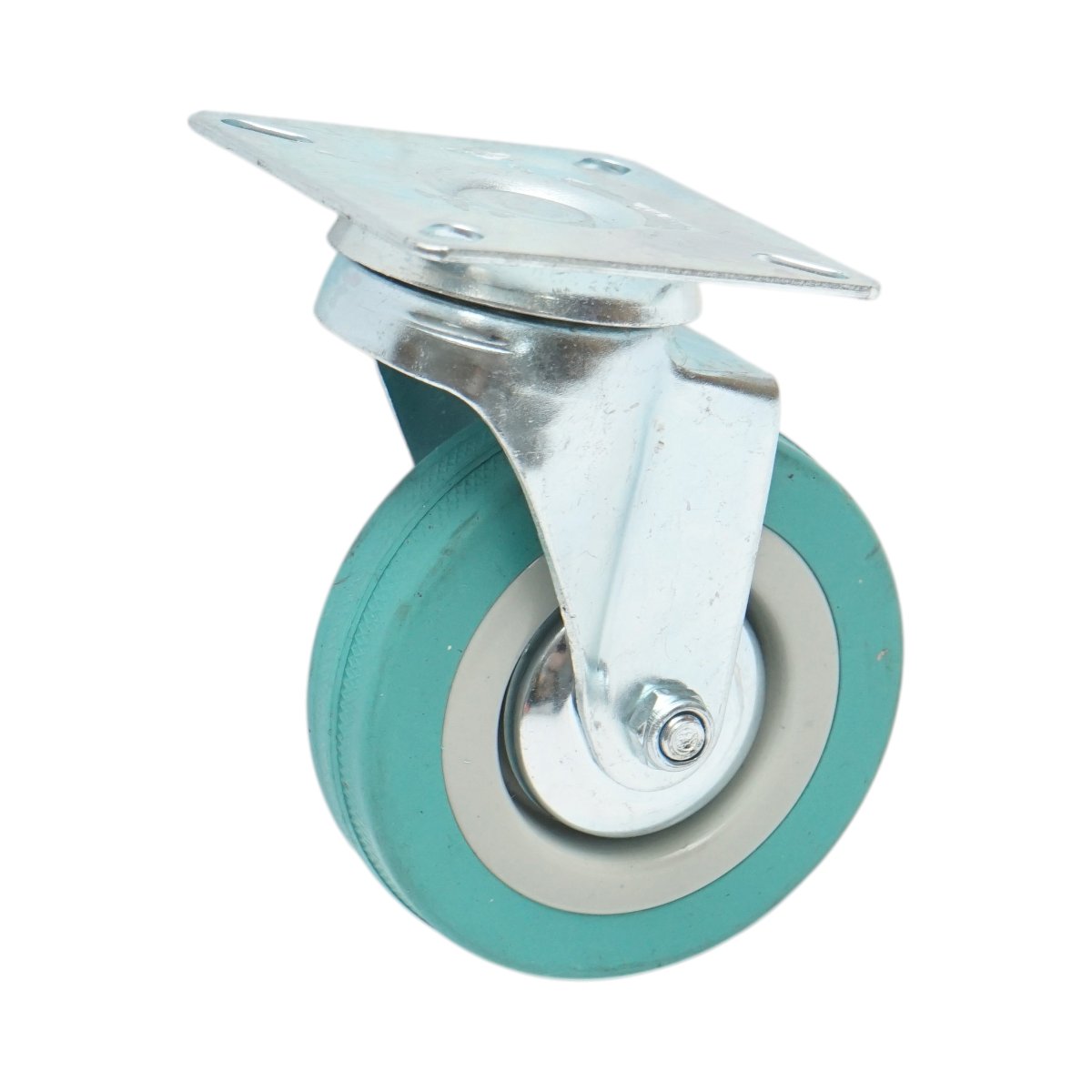 Roata pivotanta 75x21mm fara frana, cauciuc plin albastru, placa otel 65x65mm 45kg - imagine 5