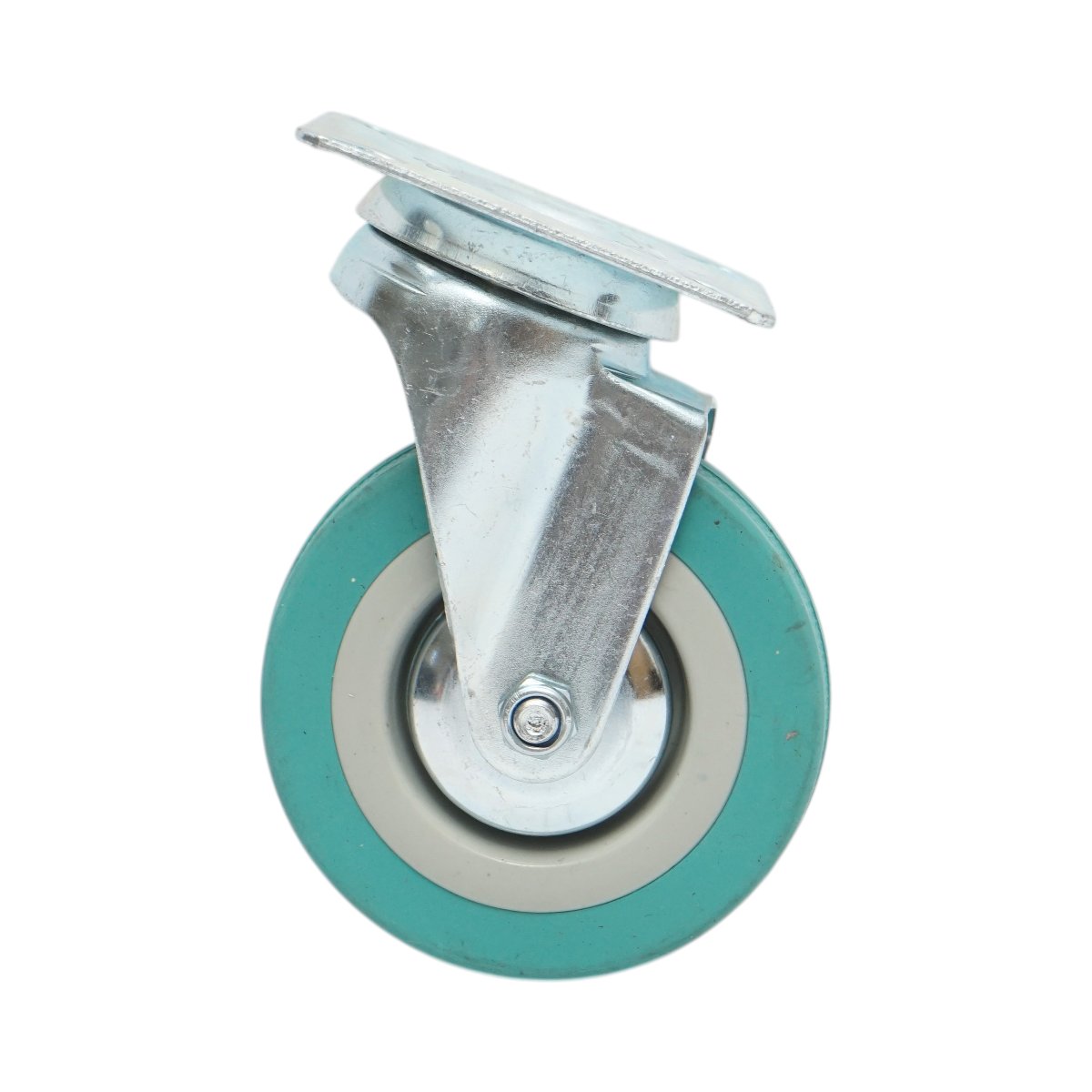 Roata pivotanta 75x21mm fara frana, cauciuc plin albastru, placa otel 65x65mm 45kg - imagine 2