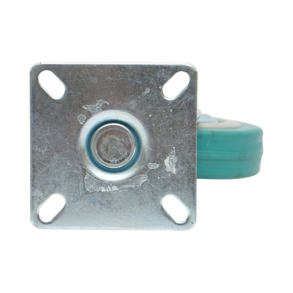 Roata pivotanta 75x21mm fara frana, cauciuc plin albastru, placa otel 65x65mm 45kg - imagine 7