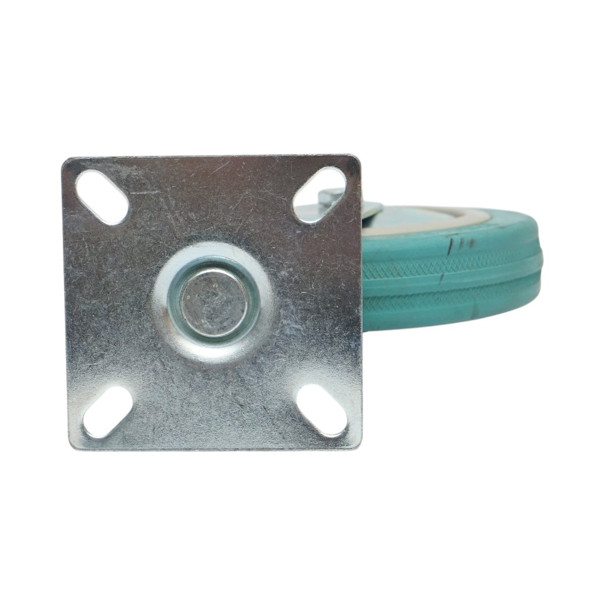 Roata pivotanta 125x27mm fara frana, cauciuc plin albastru, placa otel 75x75mm 60kg - imagine 7