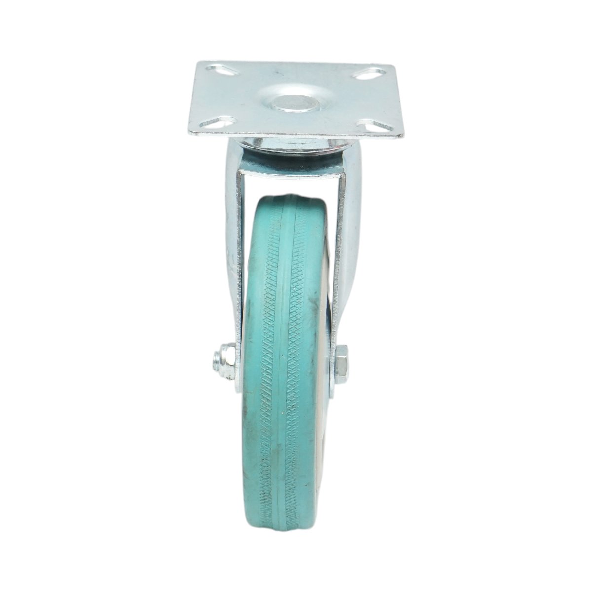 Roata pivotanta 125x27mm fara frana, cauciuc plin albastru, placa otel 75x75mm 60kg - imagine 4