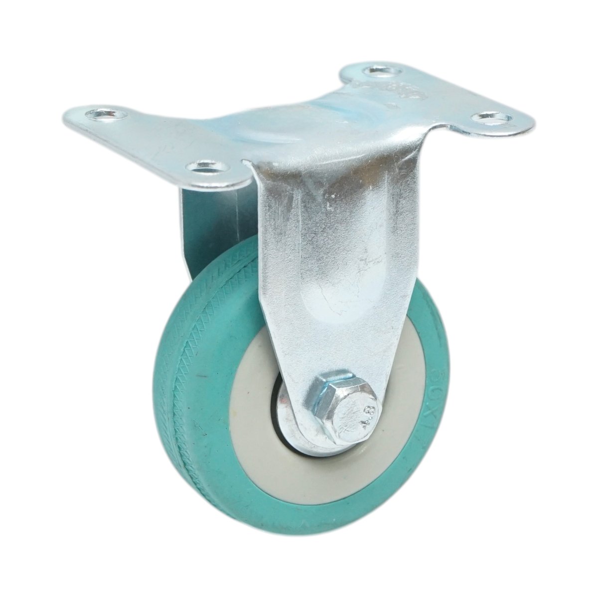 Roata fixa 50x16mm fara frana, cauciuc plin albastru, placa otel 65x50mm 27kg - imagine 5