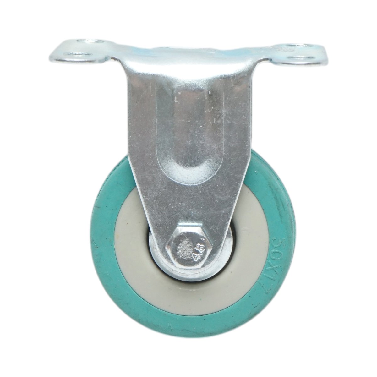 Roata fixa 50x16mm fara frana, cauciuc plin albastru, placa otel 65x50mm 27kg - imagine 2