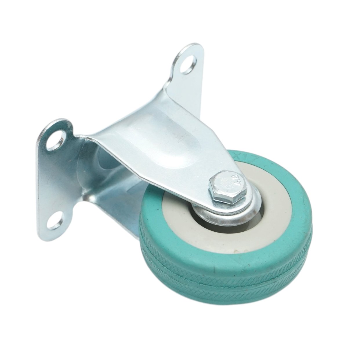 Roata fixa 50x16mm fara frana, cauciuc plin albastru, placa otel 65x50mm 27kg - imagine 6